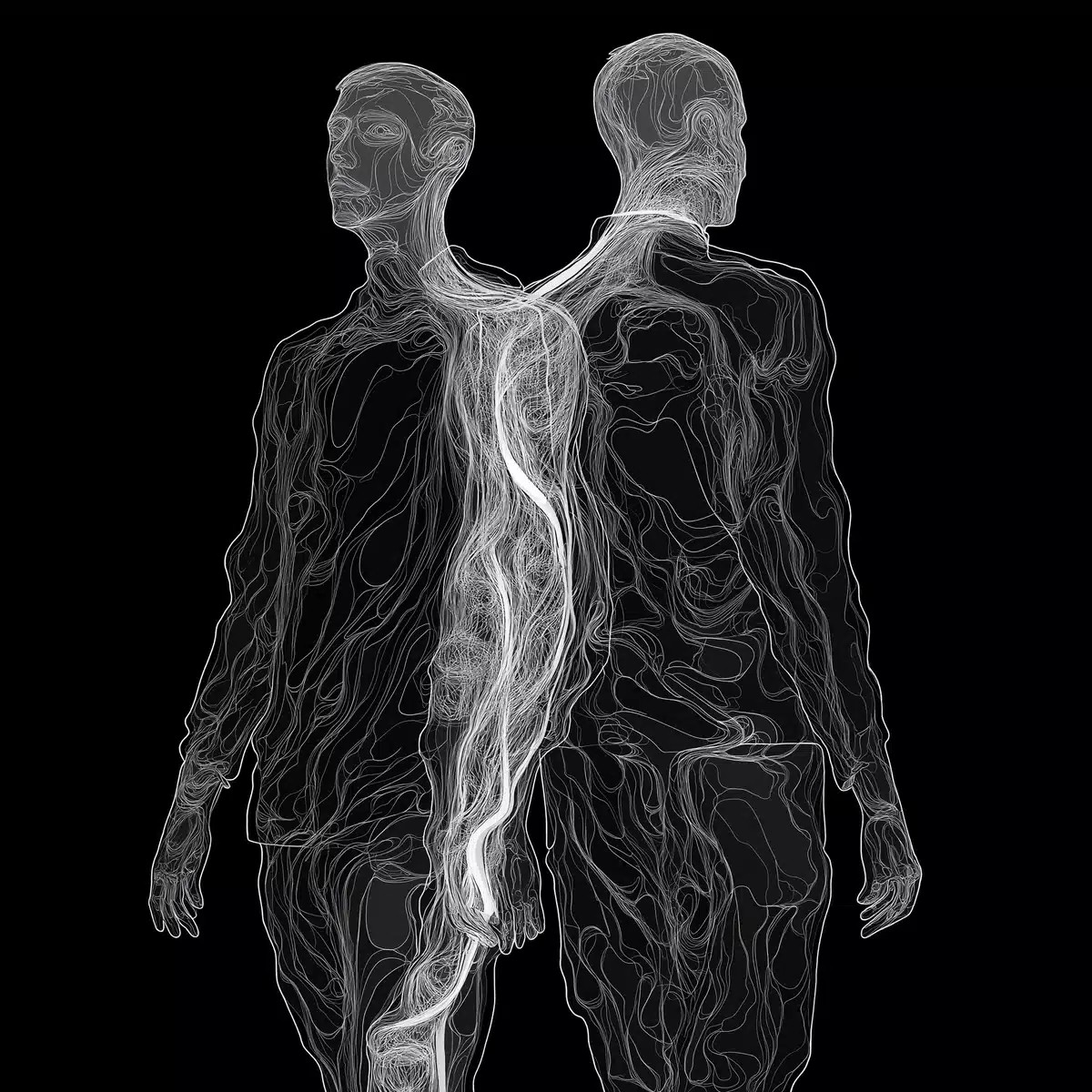 Intertwined Men in Surrealism