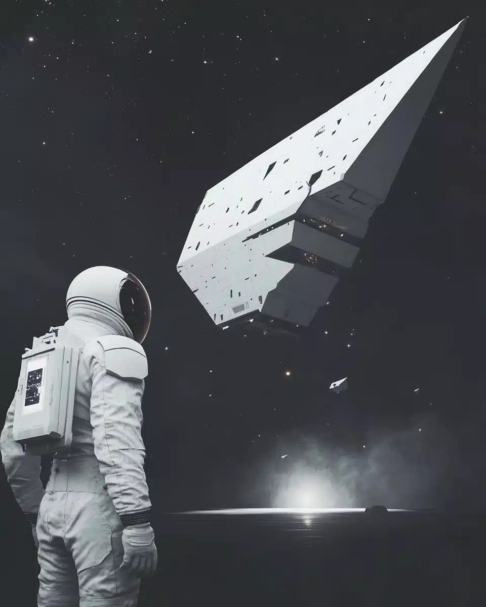 Minimalist Sci-Fi Astronaut Scene