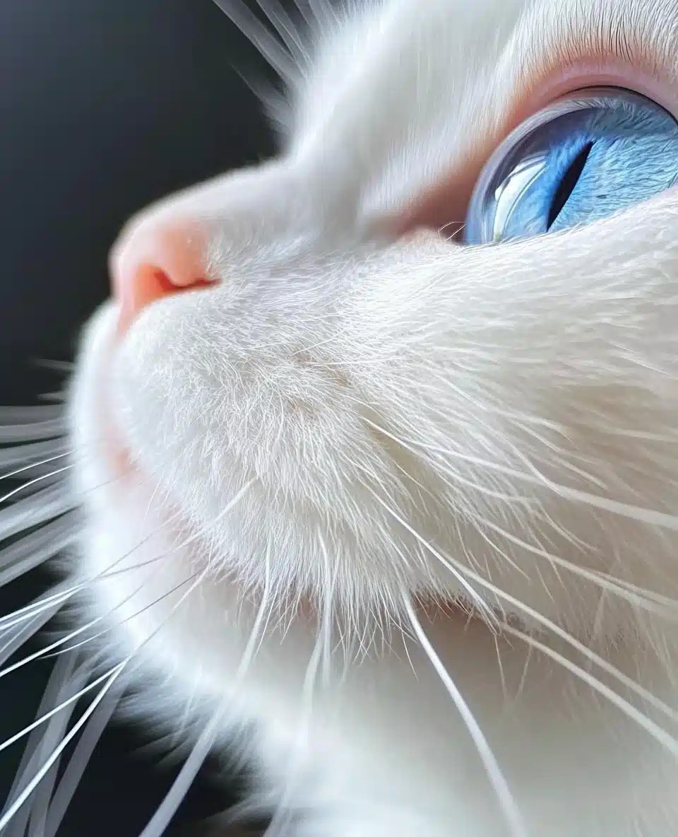 High-Resolution White Cat