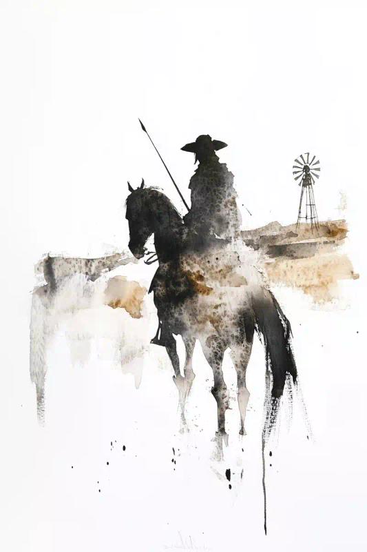Silhouette Knight Watercolor Landscape