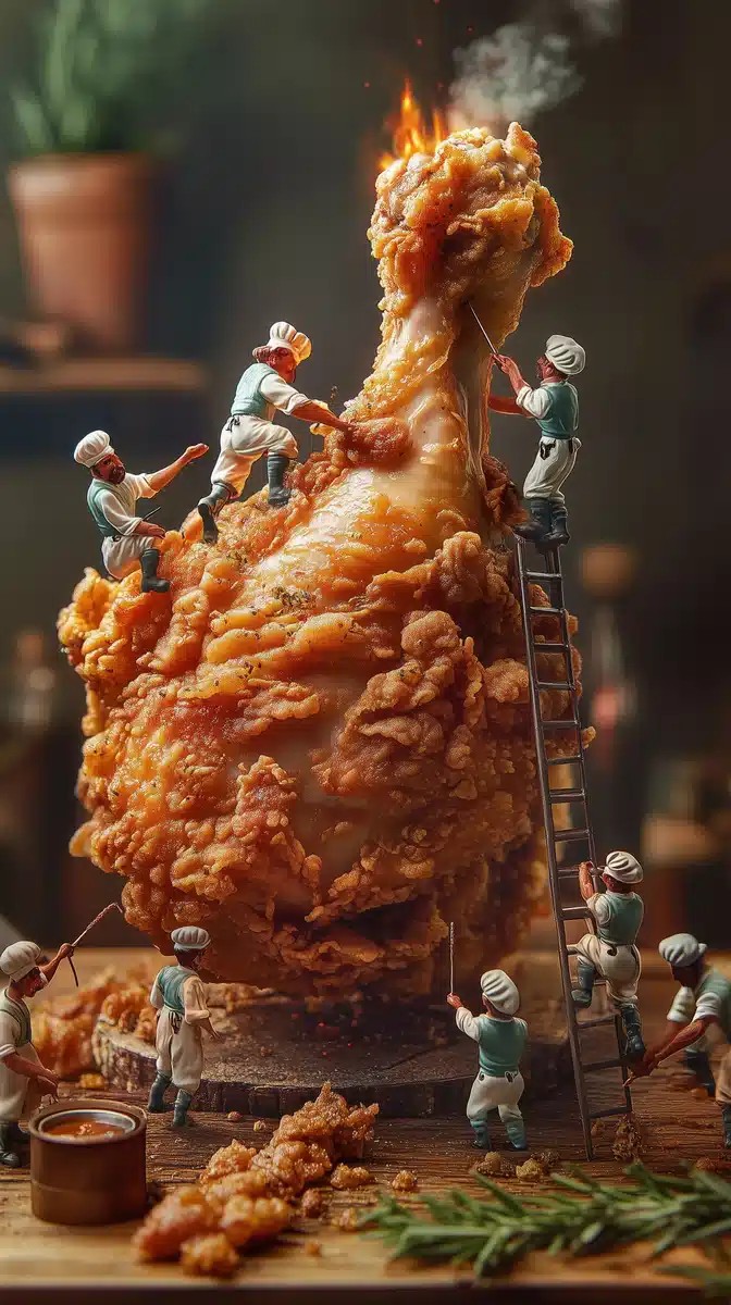 Surreal Chicken Drumstick Scene