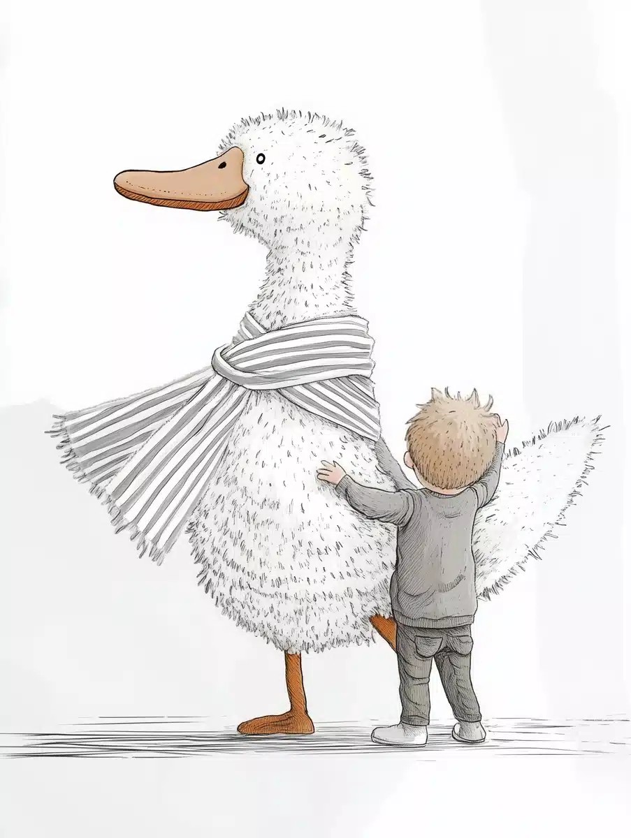 Duck and Boy Illustration