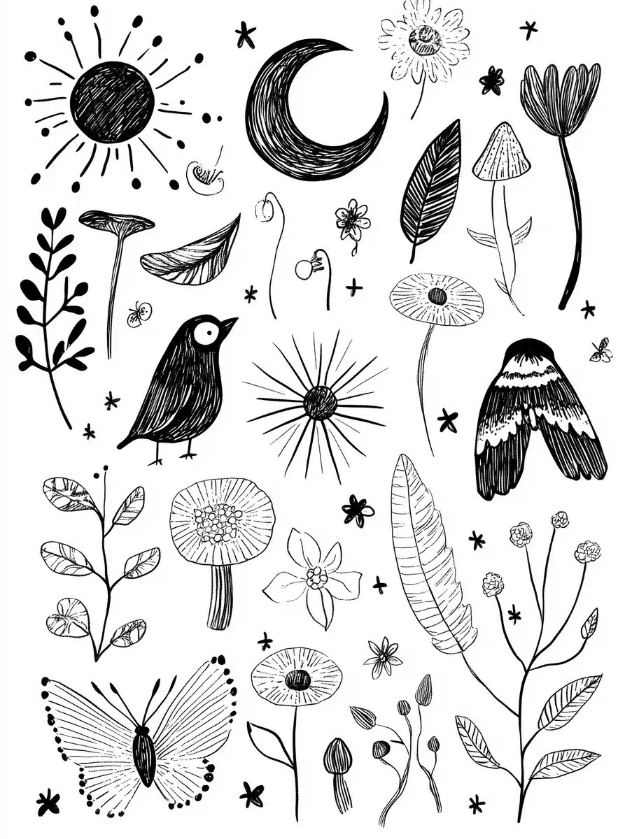 Boho Doodle Spring Elements