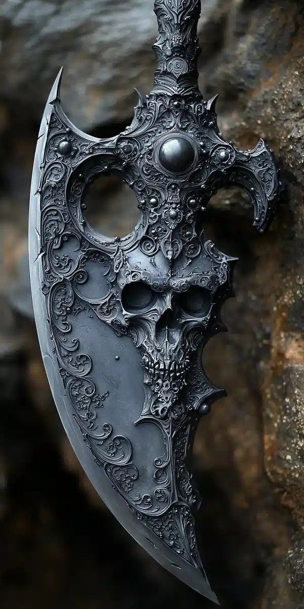Futuristic Gothic Halberd Closeup