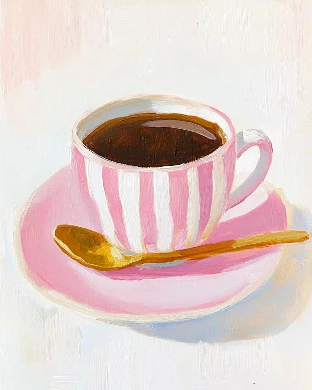Minimalist Coffee Teacup Painting