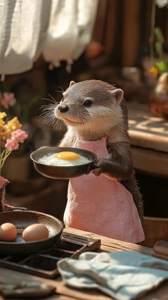 Otter Cooking in Nordic Kitchen