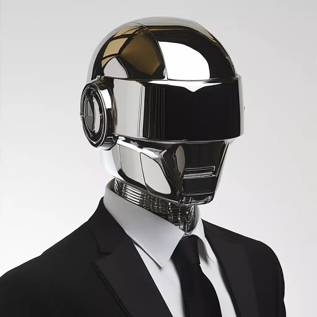 Chrome Helmeted Man Illustration
