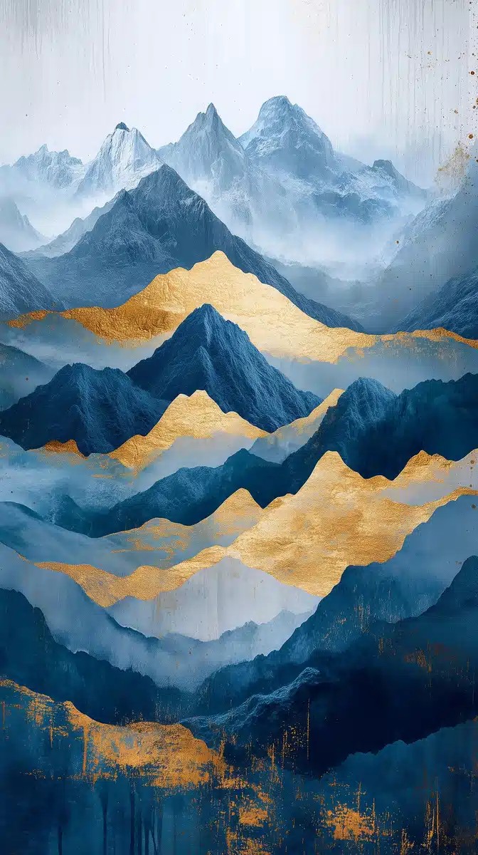 Gold and Blue Mountains Decor
