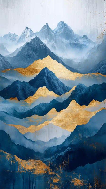 Gold and Blue Mountains Decor