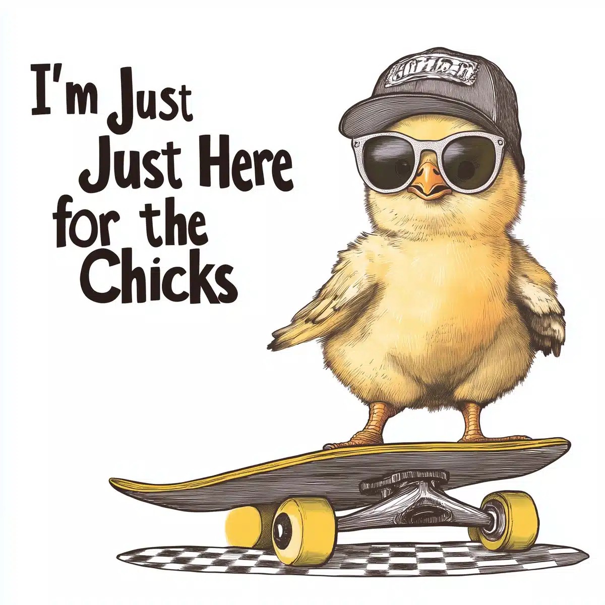 Y2K Chicken Skateboard Clipart