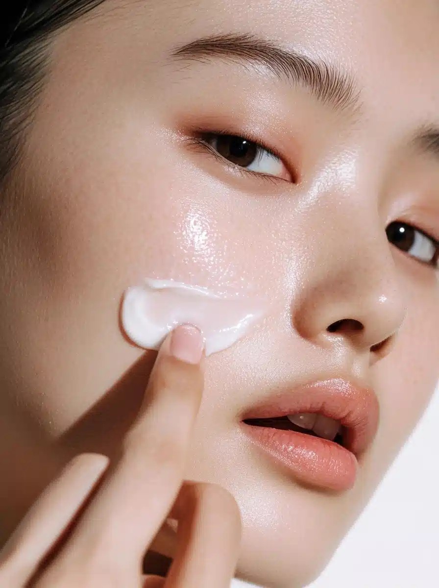 Asian Woman Applying Cream