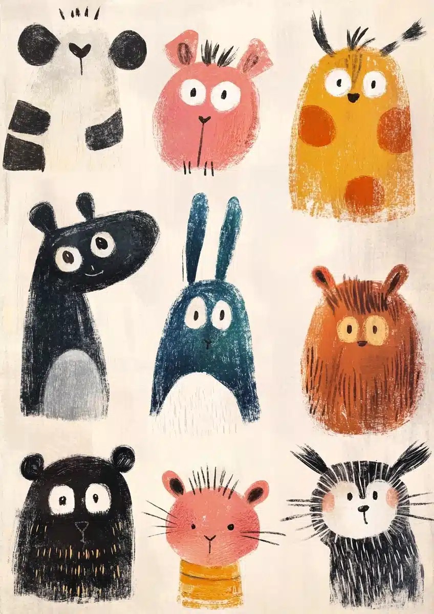 Whimsical Animals in Pencil
