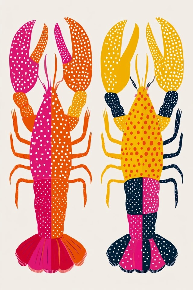 Vibrantly Colored Lobsters