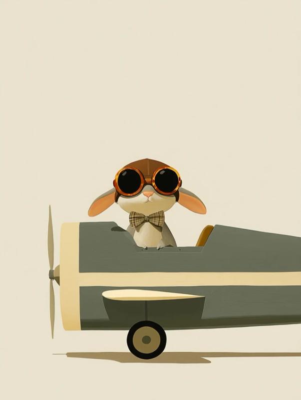 Vintage Rabbit Pilot Illustration