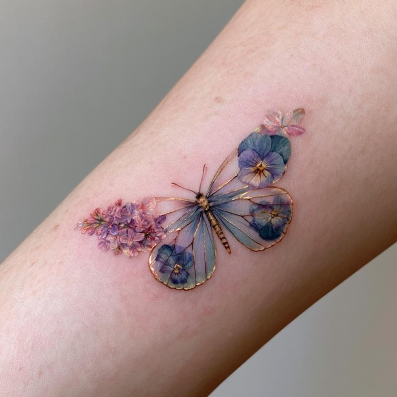 Hyper-Realistic Butterfly with Flowers