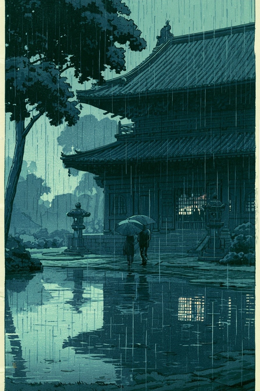 Kawase Hasui Style Woodblock Print