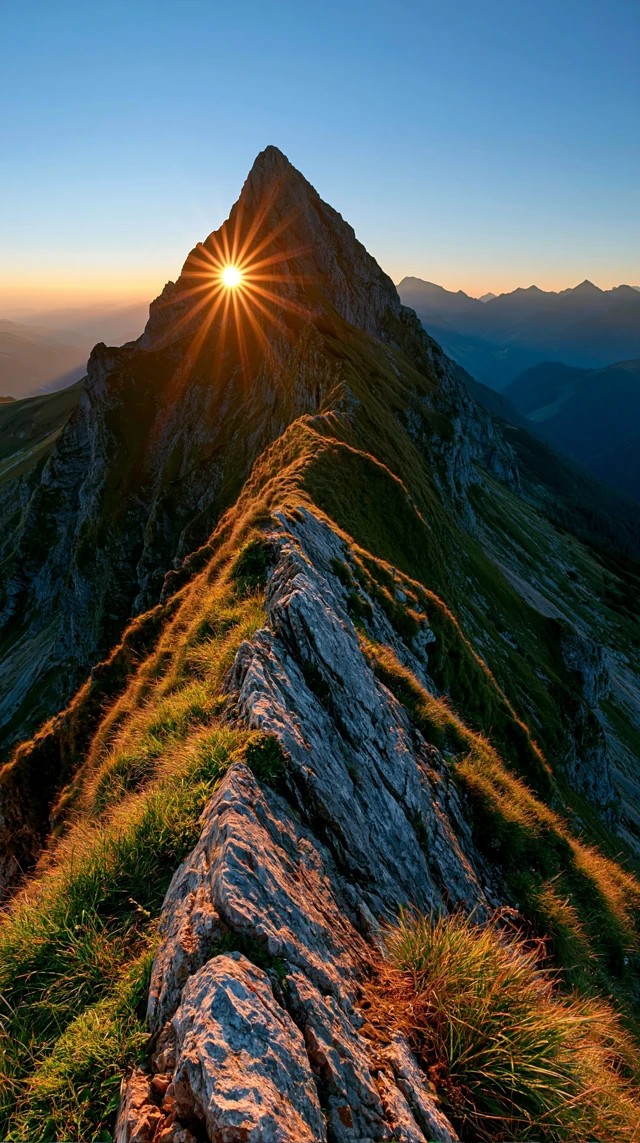 Majestic Mountain Peak at Sunrise