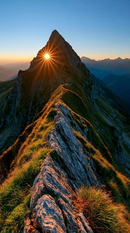 Majestic Mountain Peak at Sunrise