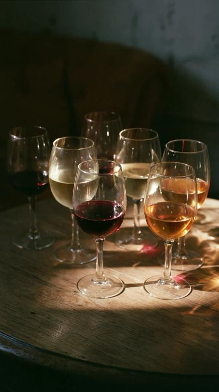 Glasses of Wine in Dark Room