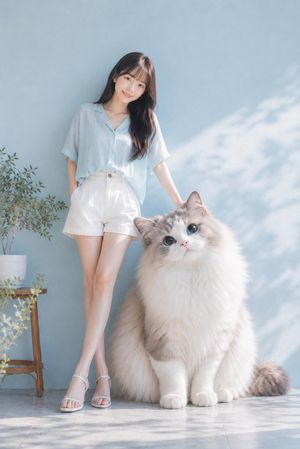 与巨型猫咪共度的惬意夏日午后