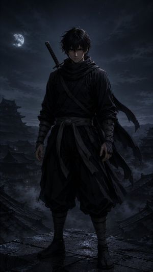 月下暗影忍者屋顶