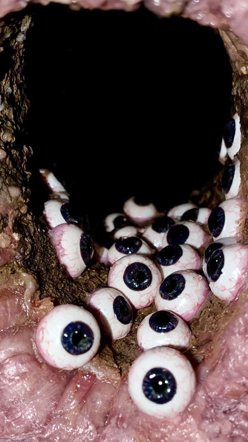 The lining of the esophagus covered in countless eyes...