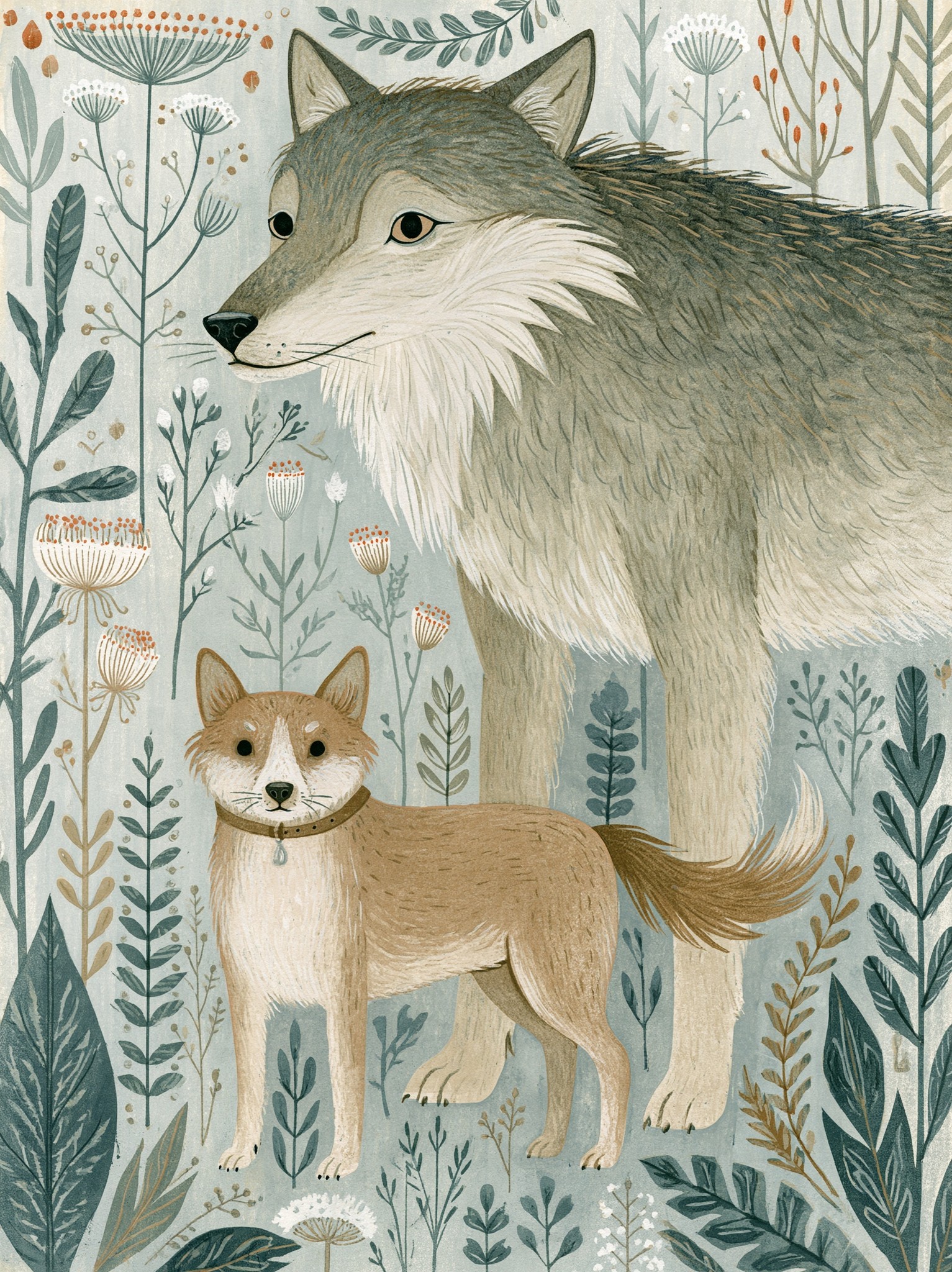 create an image of a small domesticated dog wearing...