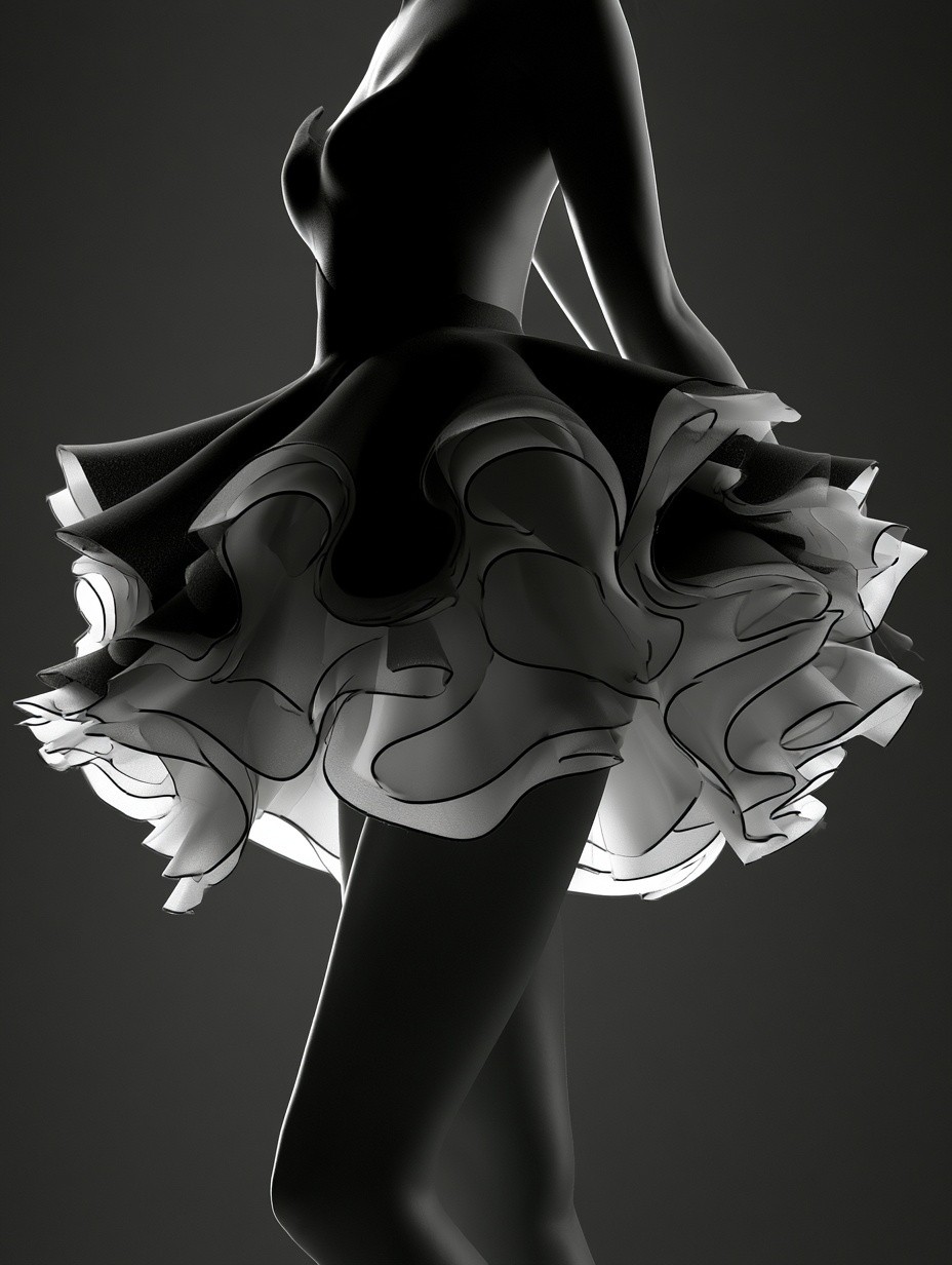 A short skirt made by foam black and white...