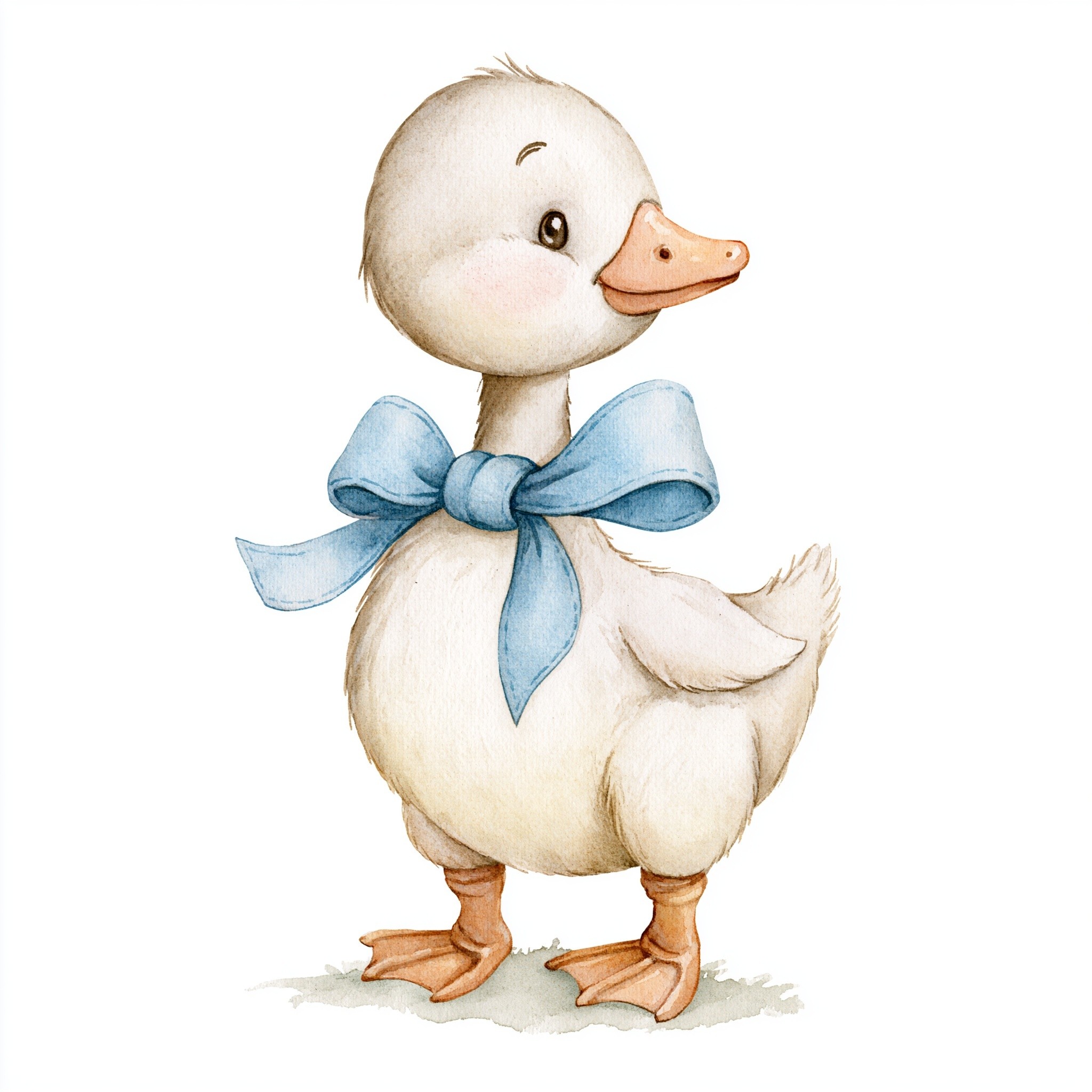 a cute baby goose clipart wearing a soft blue...
