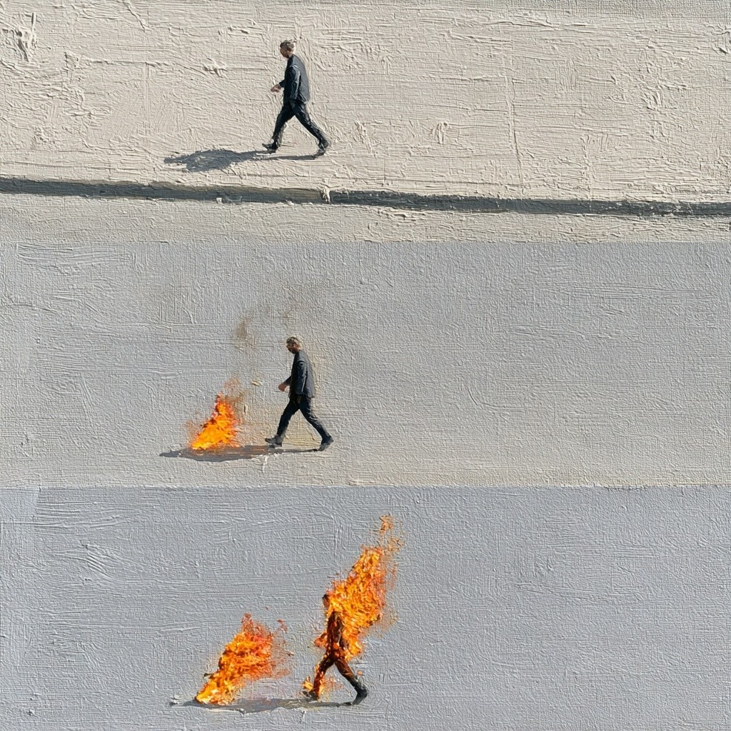 slight impasto painting three level image top level is...