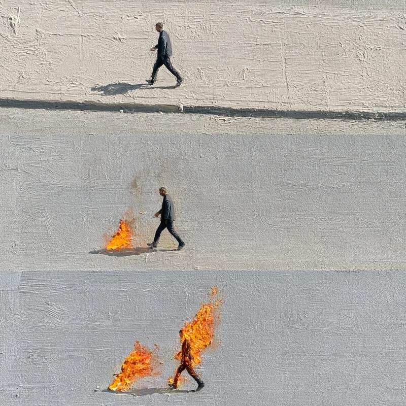slight impasto painting three level image top level is...