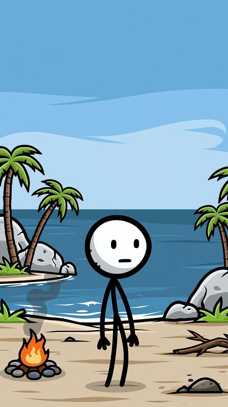 simple 2D survival game screenshot minimalist stickman character white...