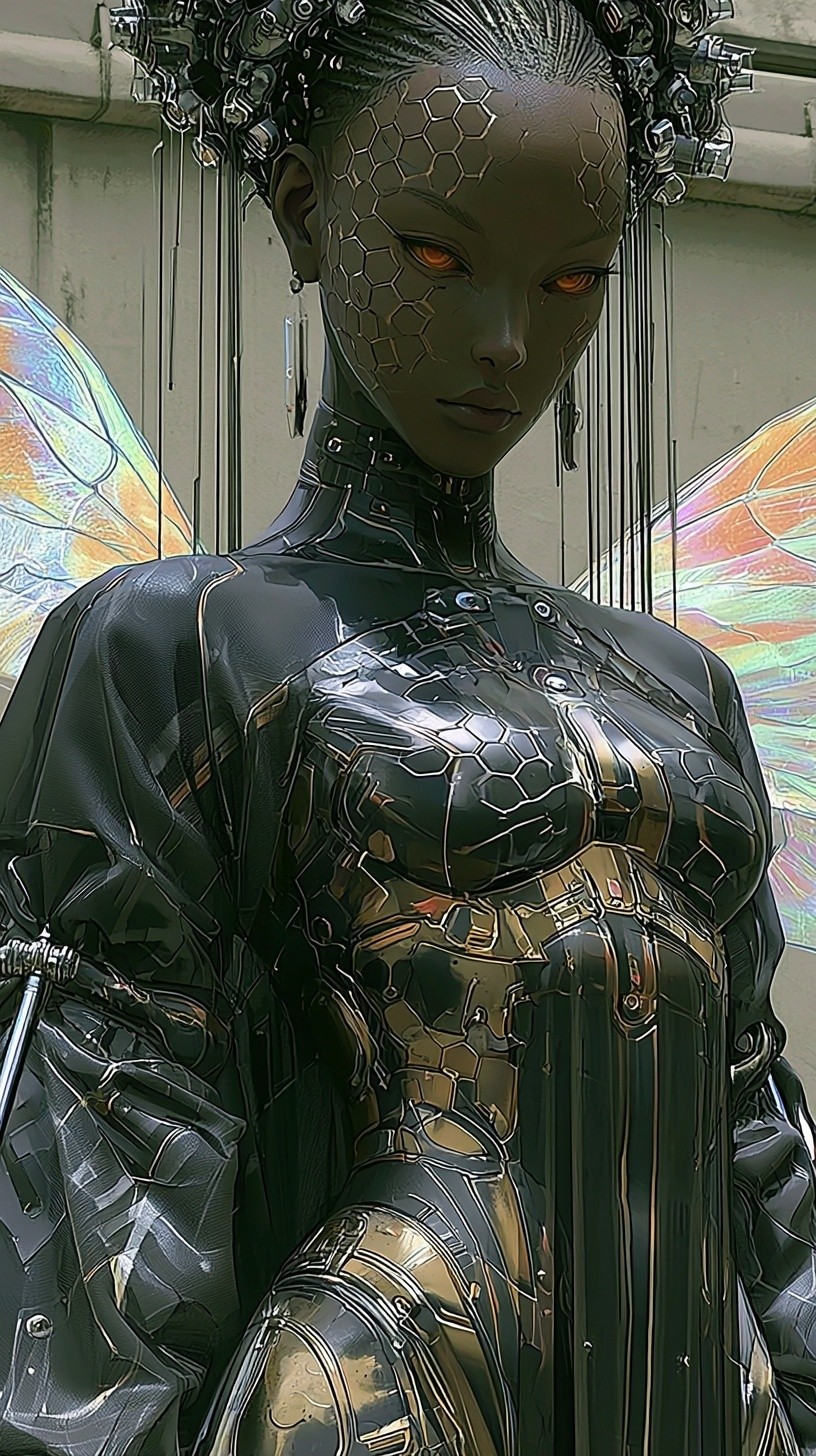 Afrofuturist warrior-sage BLACK SKIN FEMALE WARRIOR skin piercing supernatural...
