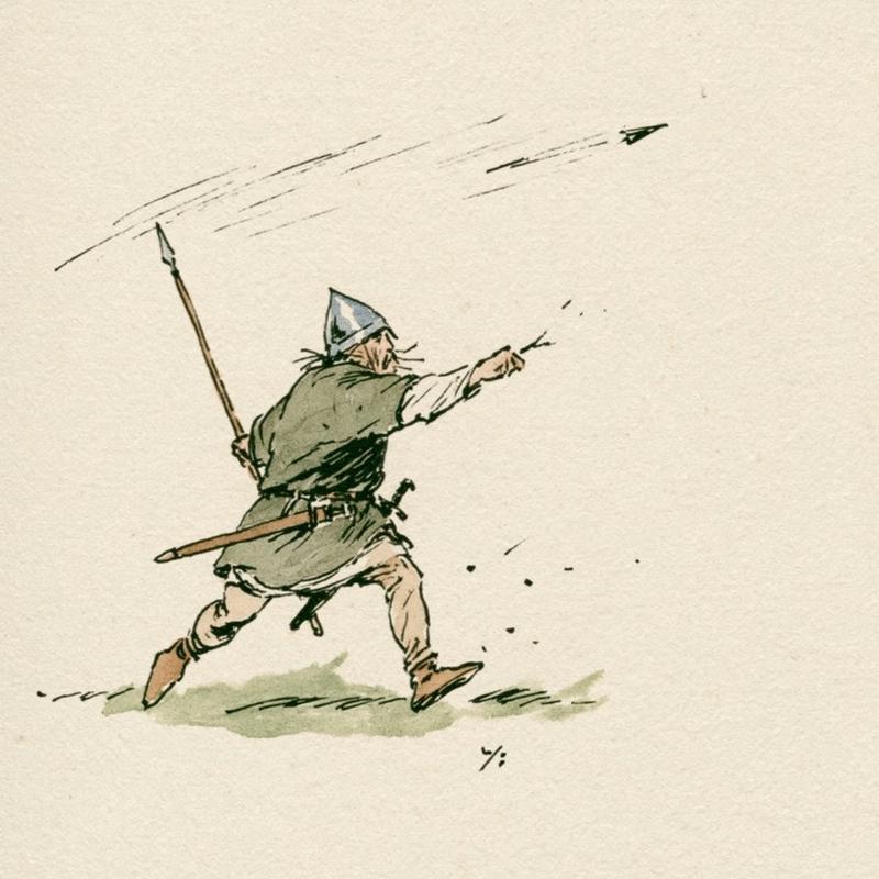 a romano-british man wearing chainmail and a helmet holding...