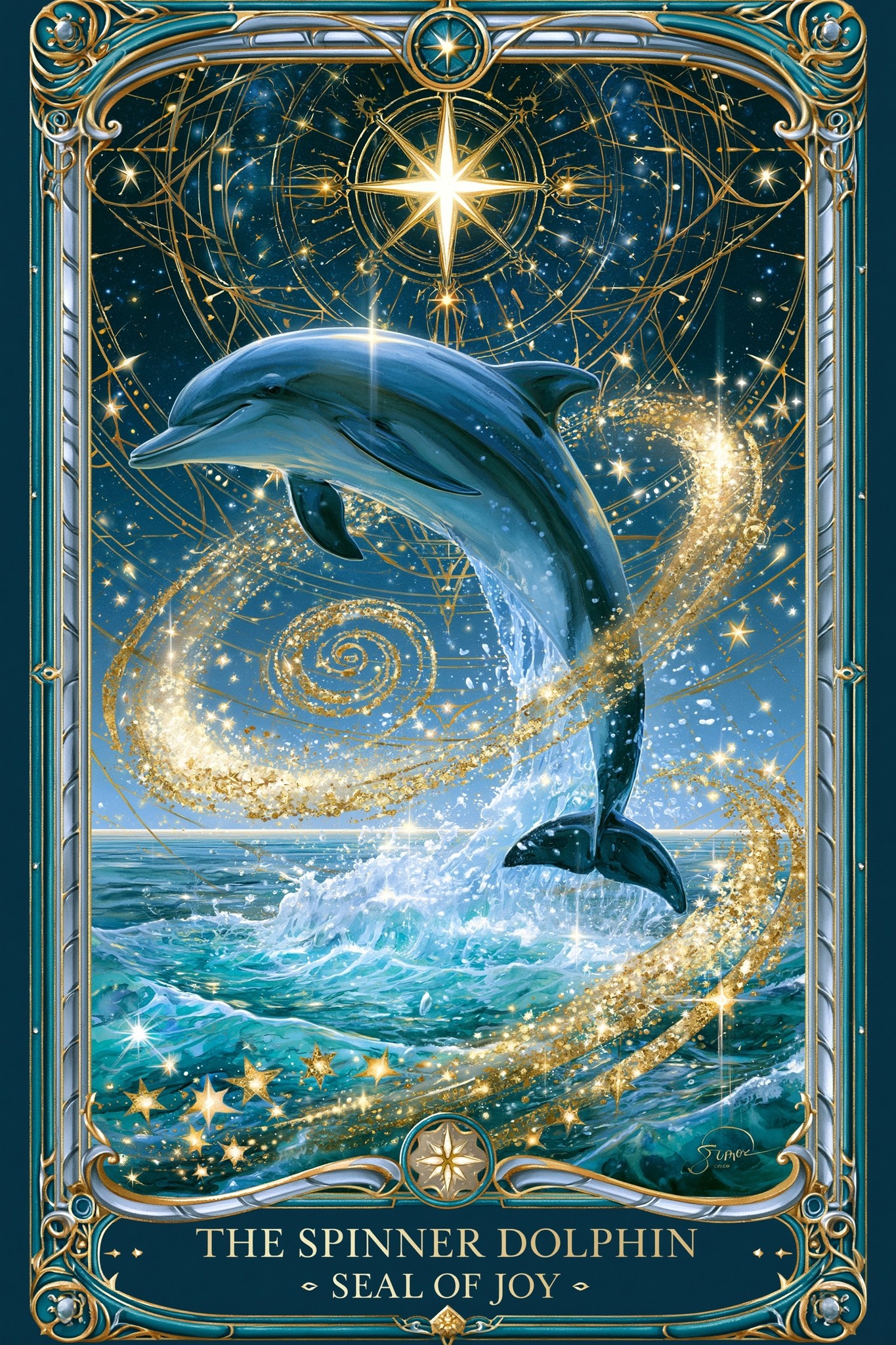 luxury oracle deck illustration sacred ocean mysticism celestial symbolism...
