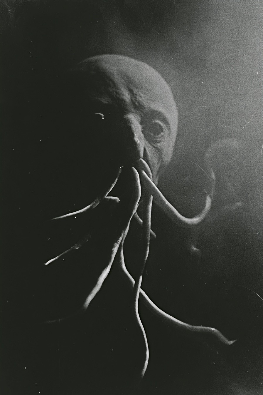 a creature entirely made of earthworms as a black...