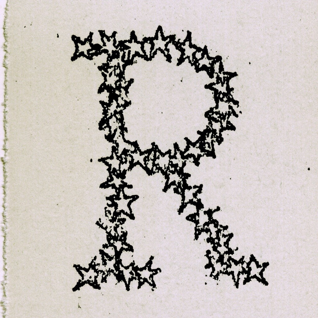 Single capital letter R made from exactly 5 abstract...