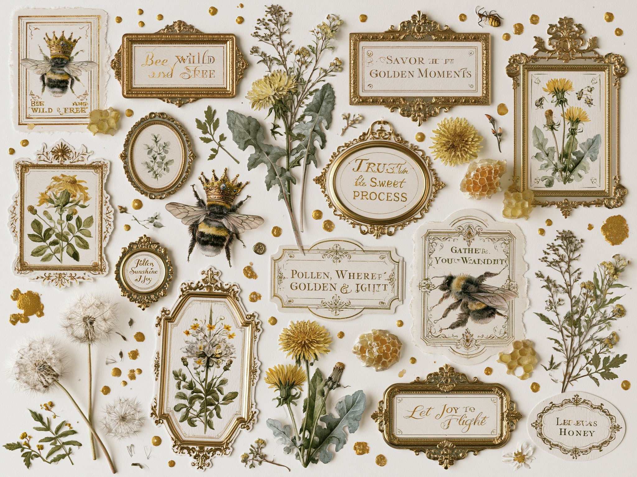 Create an elegant vintage planner sticker sheet with 14...