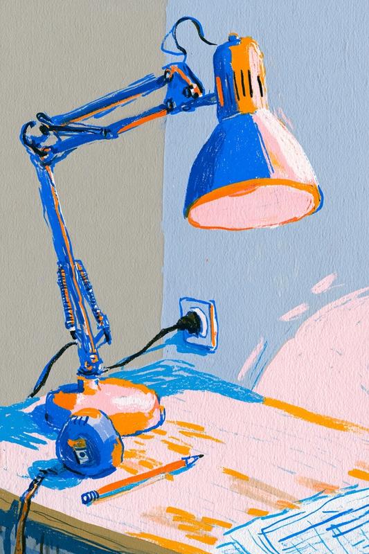 quiet tabletop object illustration a simple study desk corner...