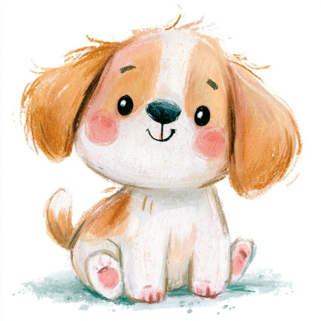 A cute kawaii puppy chalk drawing style for children's...