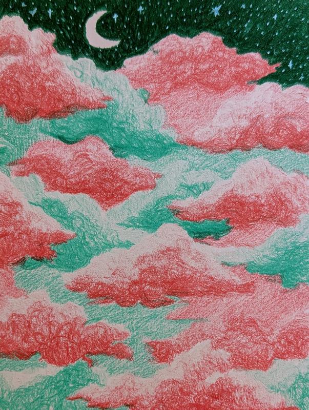 clouds inspired by the great wave and starry night...