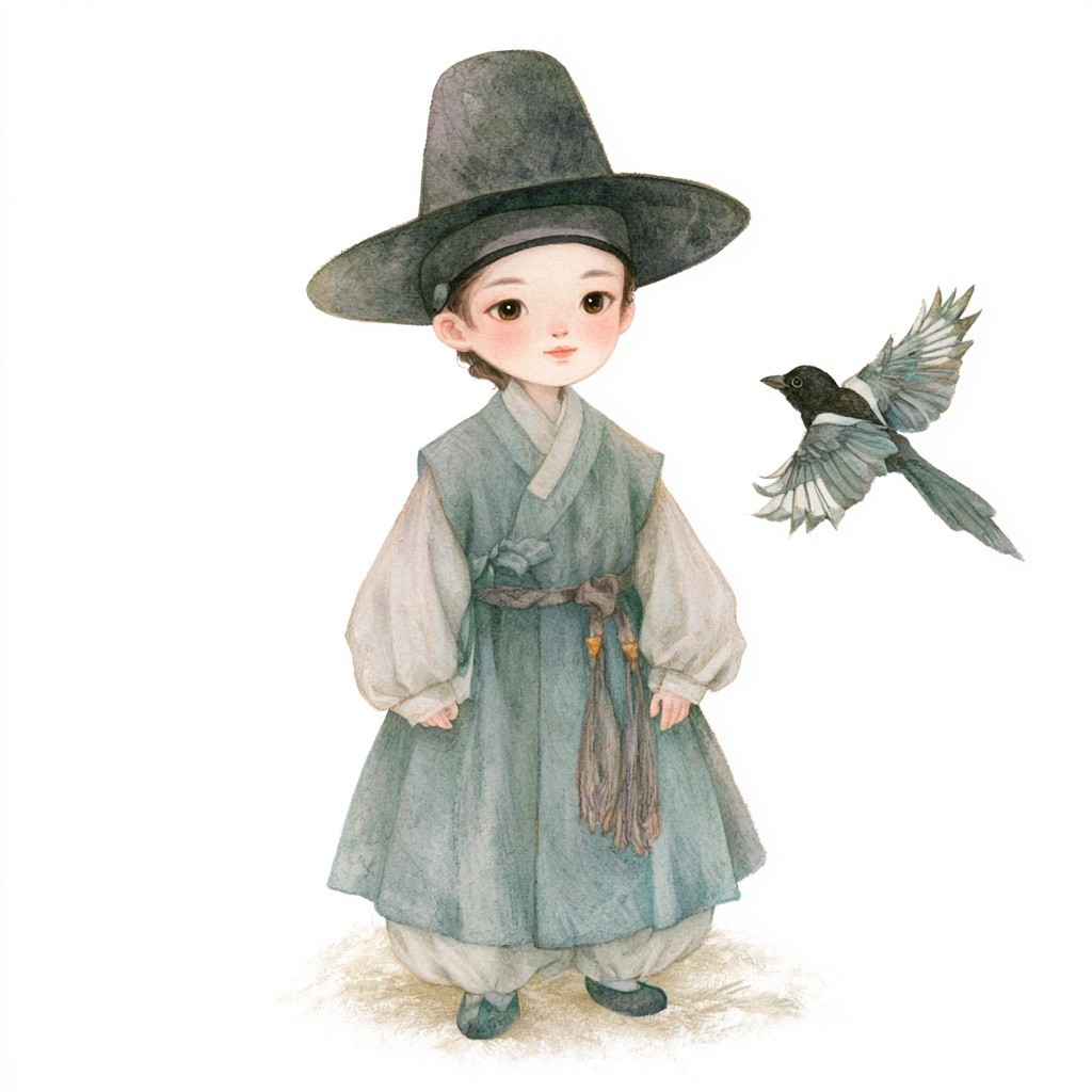 A cute pastel coloured Josean period Korean king Draw...