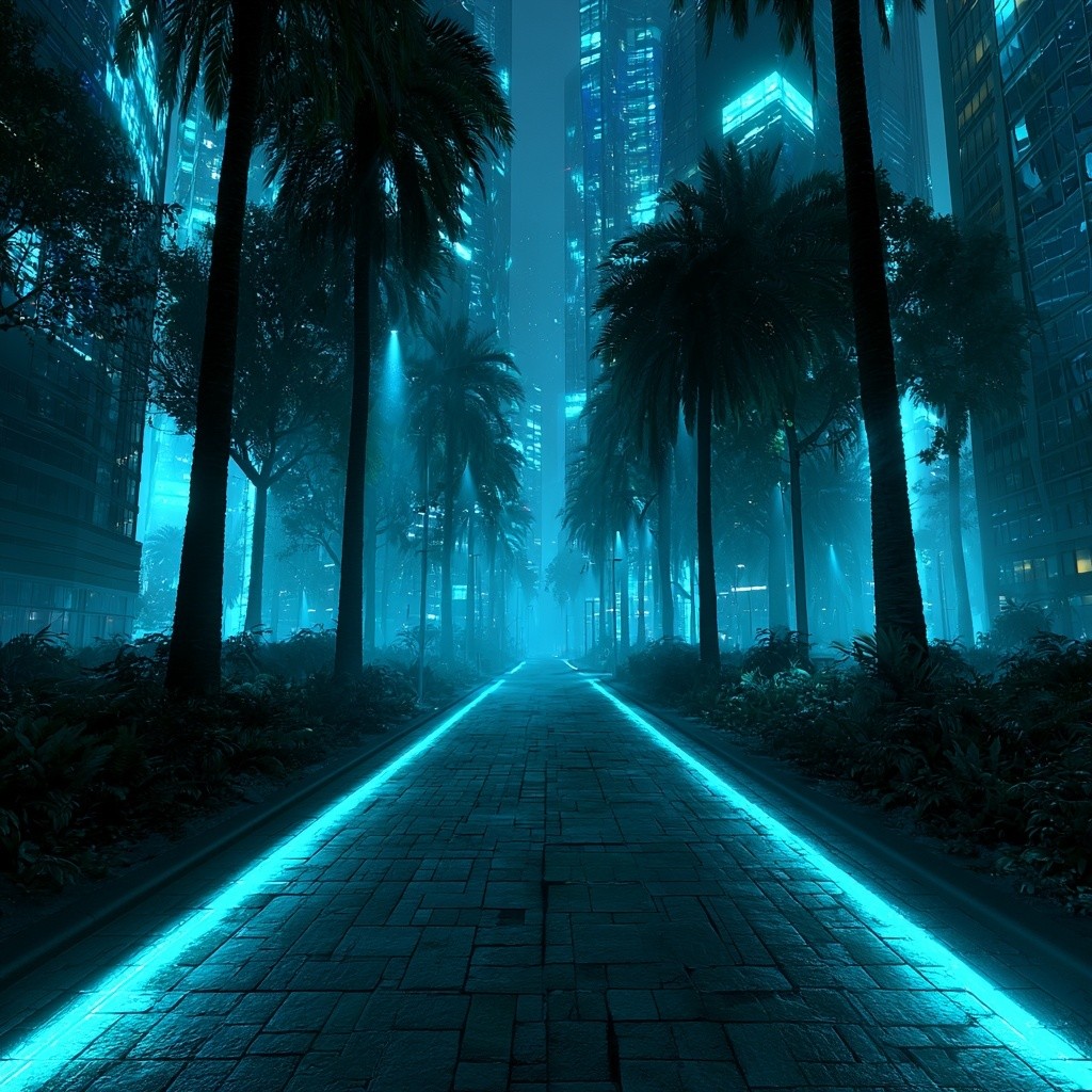 imagine realistic image of a paved pedestrianised street running...