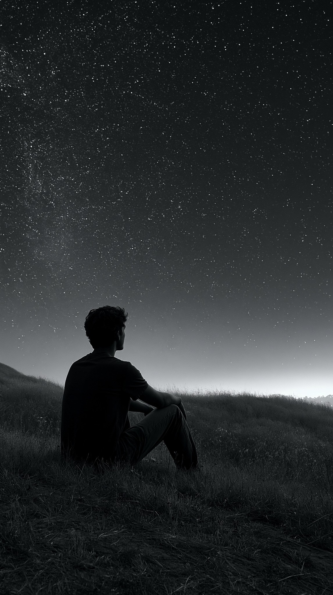 a man alone in the dark watch the universe...