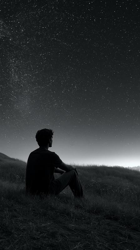 a man alone in the dark watch the universe...