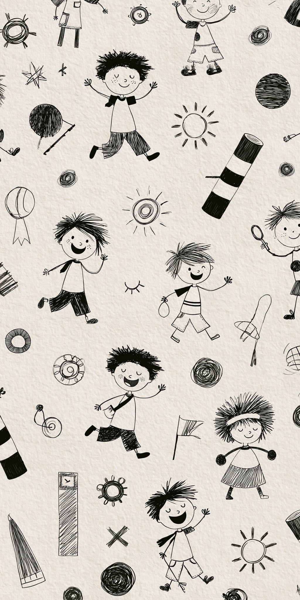 black and white kids play pattern basic scribble and...