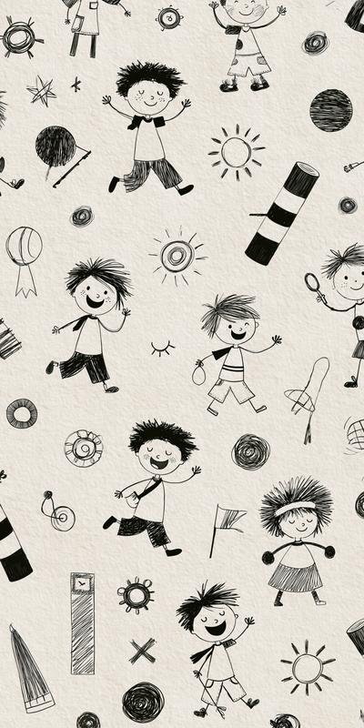 black and white kids play pattern basic scribble and...