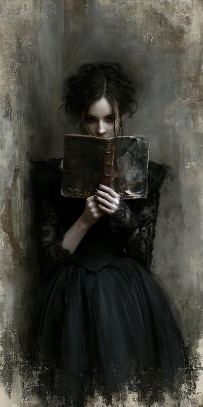 loose oil painting Dark academia portrait of a mysterious...