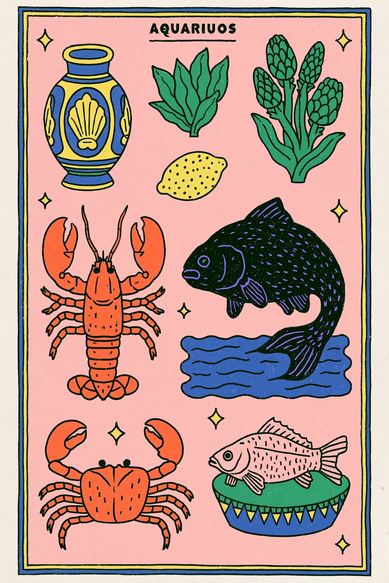 minimal illustration with bold yellow details and simple typography...
