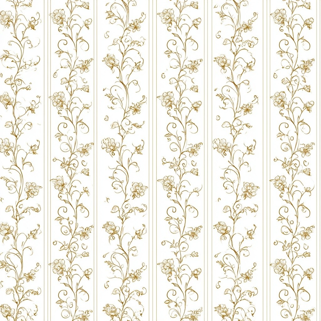 vertical two-way continuous pattern vintage rococo small floral vine...